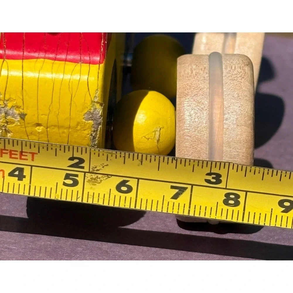 Vintage Pull Toy Kids Bunny Rabbit Race Car spring Retro wooden Unique Dje